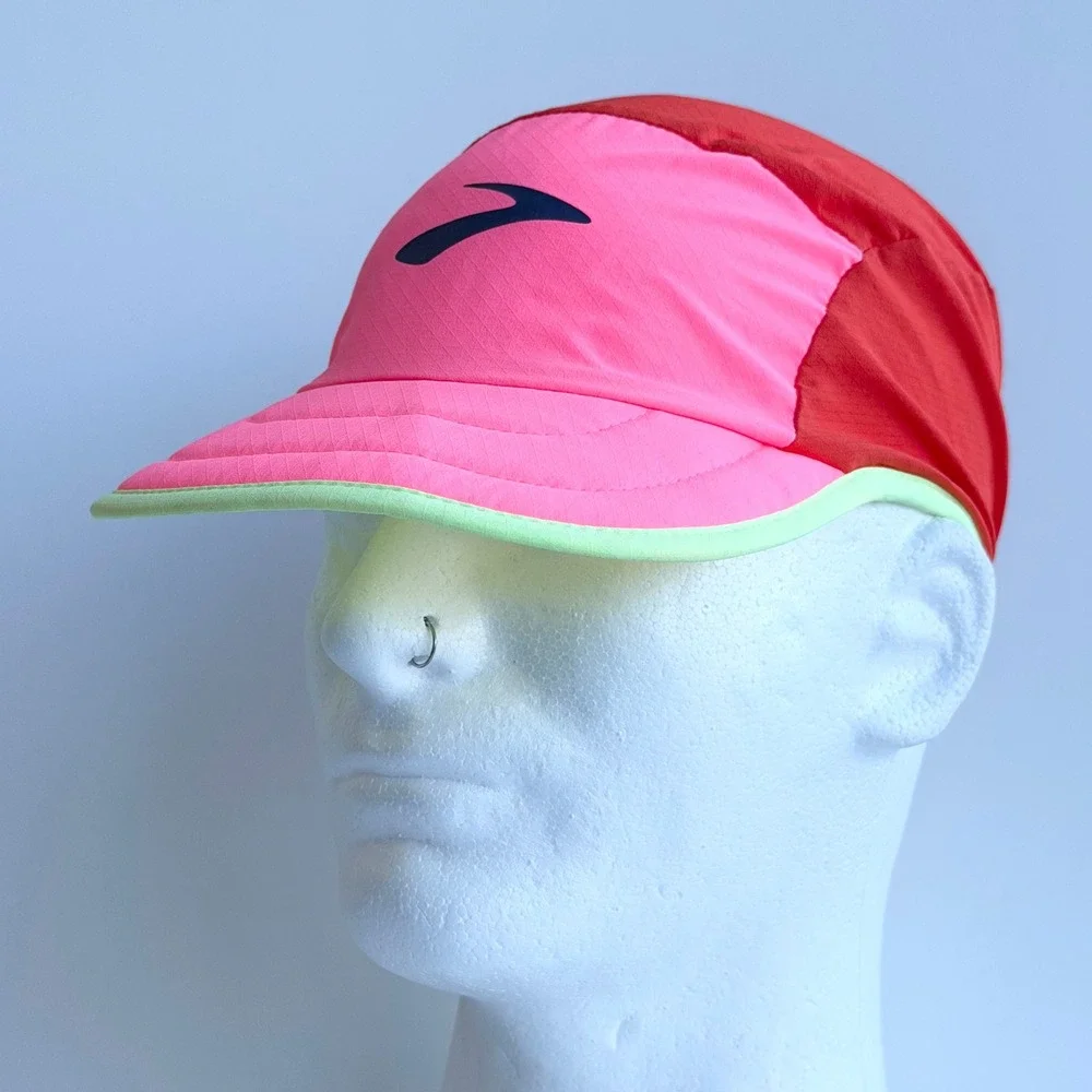 Brooks Running Hat Ultralight Packable Panel Cap Marathon Training‎ Pink/Red
